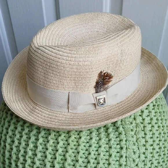 Stacy Adams Tan Fedora 100% Toyo Hat with Classic Design - Picture 6 of 7
